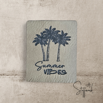 Label  " Summer Vibes & 3 Palmen " -  ca. 5 cm hoch - Kunstleder ++ Farbauswahl ++